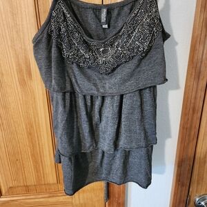 Elegant Gray Layered Women's Top